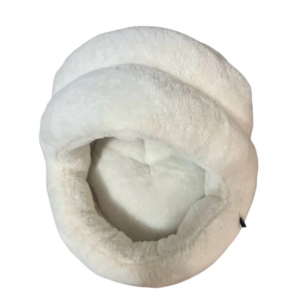 Nandog White Plush Cat Dog Bed